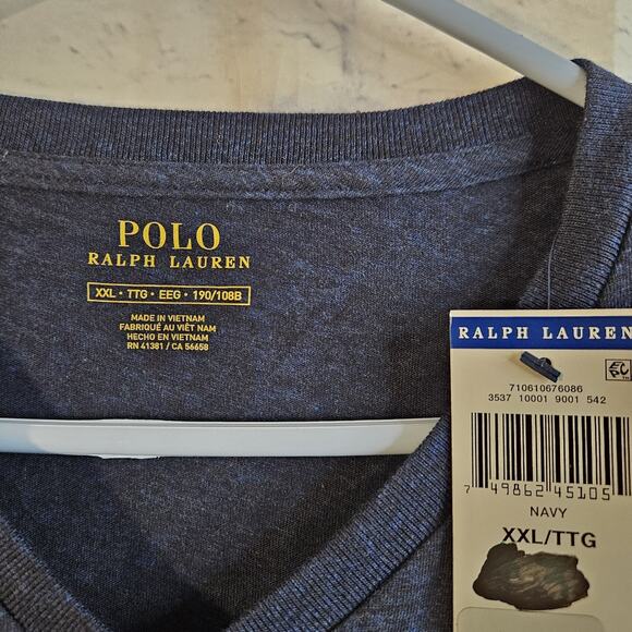 Polo Ralph Lauren Shirt Men XXL Blue V-Neck Embroidered Pony NEW - Picture 4 of 5
